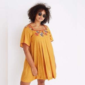 Madewell Embroidered Square-Neck Mini Dress